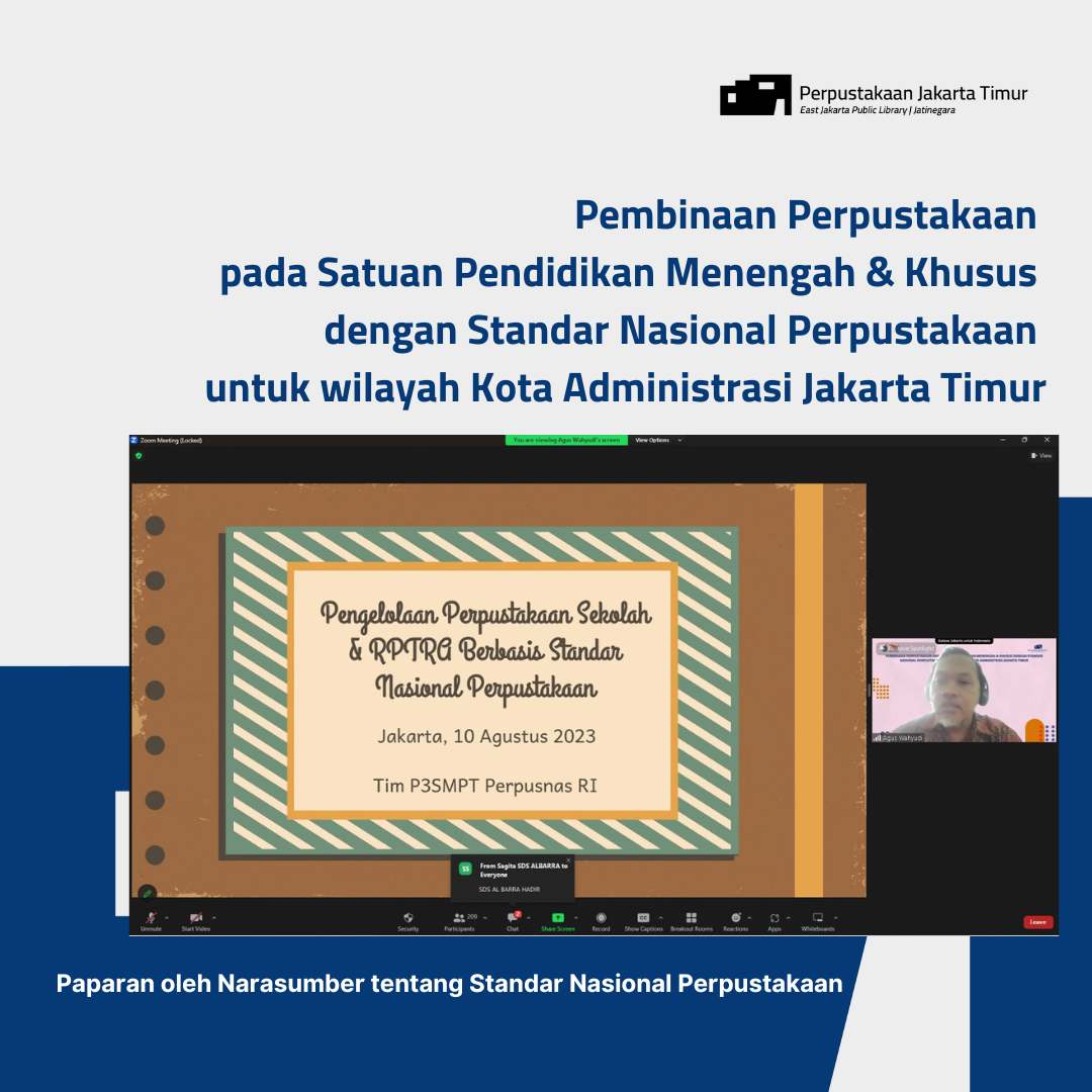 Pembinaan Perpustakaan Pada Satuan Pendidikan Menengah & Khusus Dengan Standar Nasional Perpustakaan Untuk Wilayah Kota Administrasi Jakarta Timur