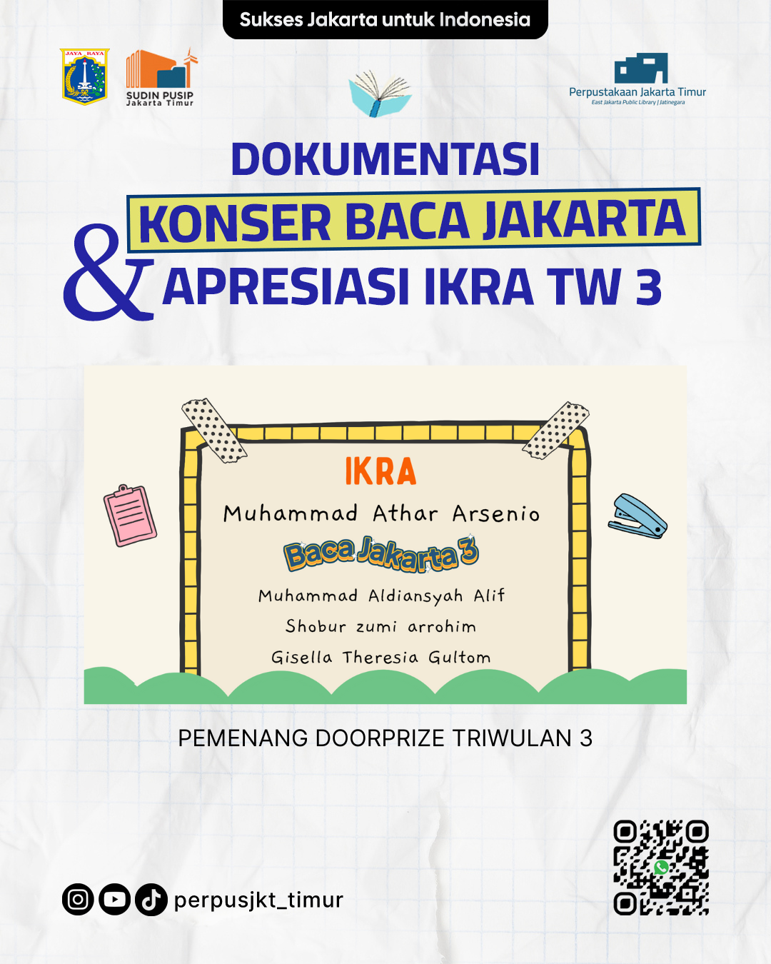 Konser Baca Jakarta Dan Apresiasi IKRA Triwulan 3 Kota Administrasi Jakarta Timur