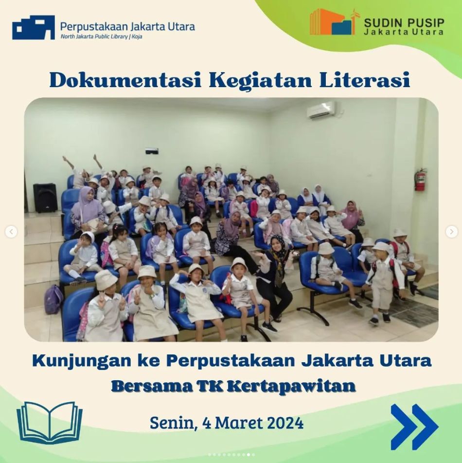 Wisata Literasi : Kunjungan Ke Perpustakaan Jakarta Utara Bersama TK Kertapawitan