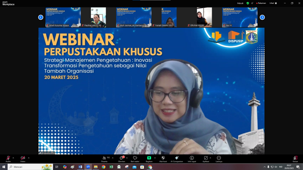 Webinar Perpustakaan Khusus: Strategi Manajemen Pengetahuan Inovasi Transformasi Pengetahuan Sebagai Nilai Tambah Organisasi