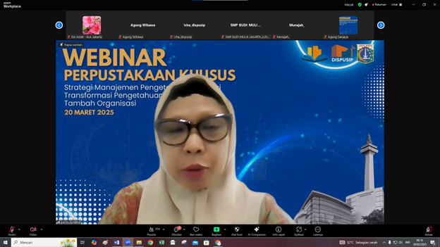 Webinar Perpustakaan Khusus: Strategi Manajemen Pengetahuan Inovasi Transformasi Pengetahuan Sebagai Nilai Tambah Organisasi