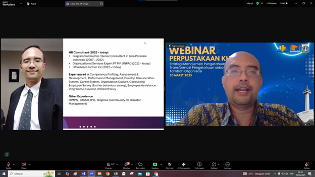 Webinar Perpustakaan Khusus: Strategi Manajemen Pengetahuan Inovasi Transformasi Pengetahuan Sebagai Nilai Tambah Organisasi