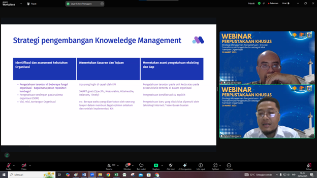 Webinar Perpustakaan Khusus: Strategi Manajemen Pengetahuan Inovasi Transformasi Pengetahuan Sebagai Nilai Tambah Organisasi