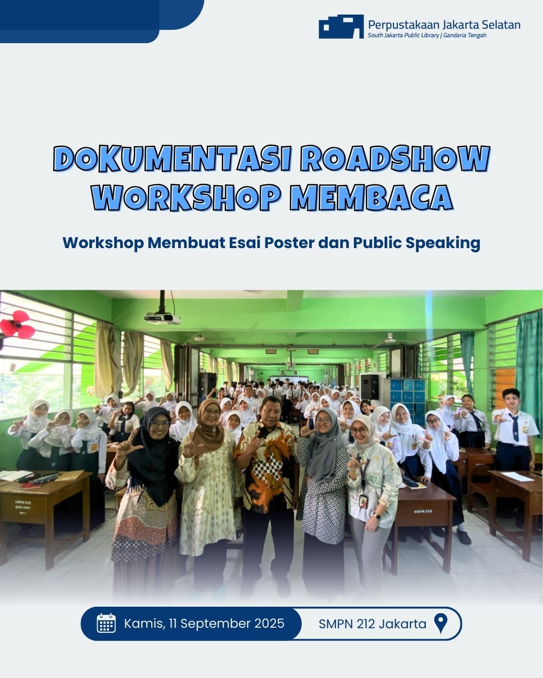 Roadshow Workshop Membaca Di SMPN 212 Jakarta