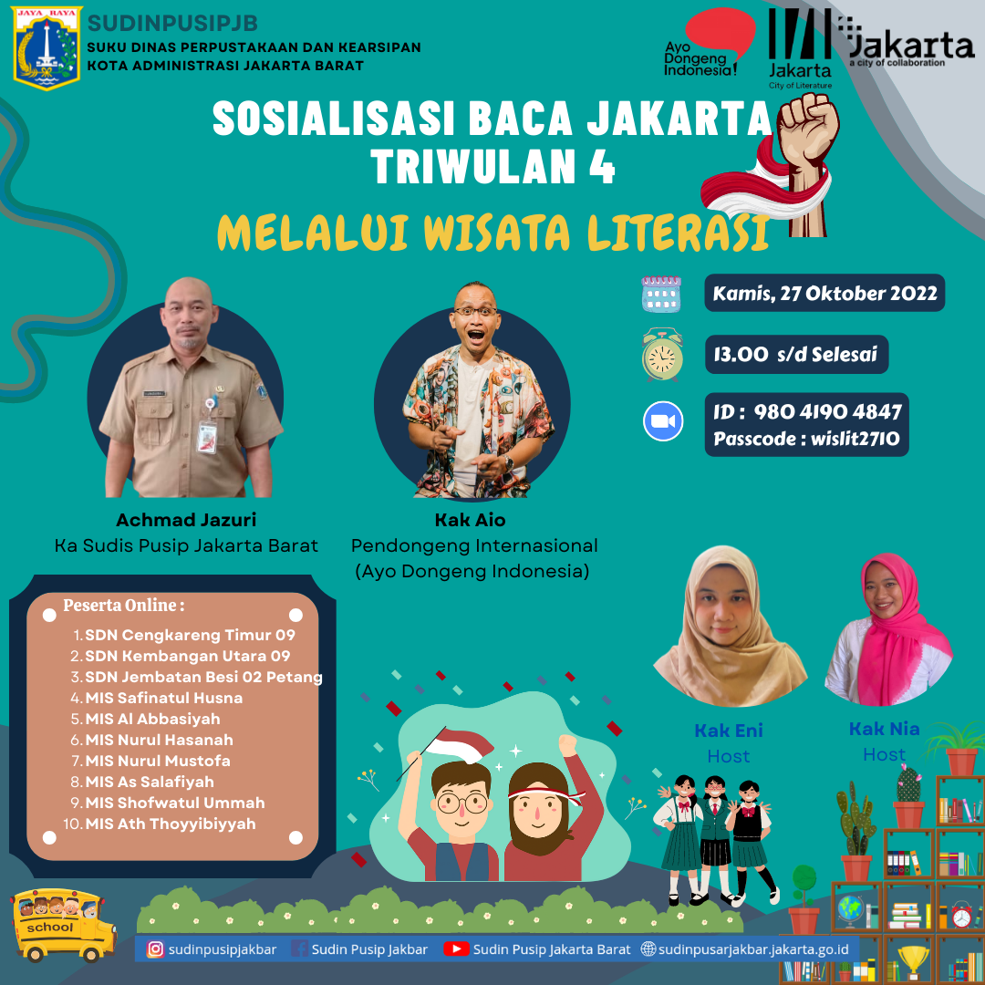 Sosialisasi Baca Jakarta Triwulan 4 Melalui Wisata Literasi Virtual