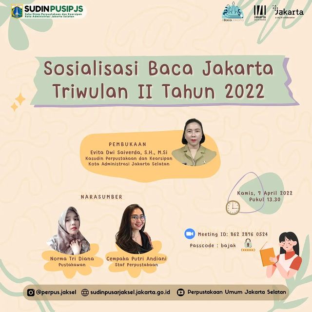 Sosialisasi Baca Jakarta Triwulan II Tahun 2022 Untuk Wilayah Kecamatan Kebayoran Lama Dan Setiabudi
