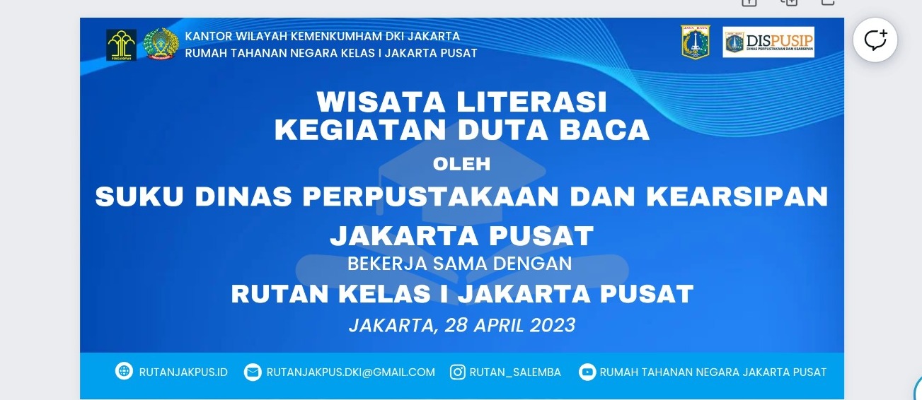 Wisata Literasi Kegiatan Duta Baca Di RUTAN Kelas 1 Jakarta Pusat