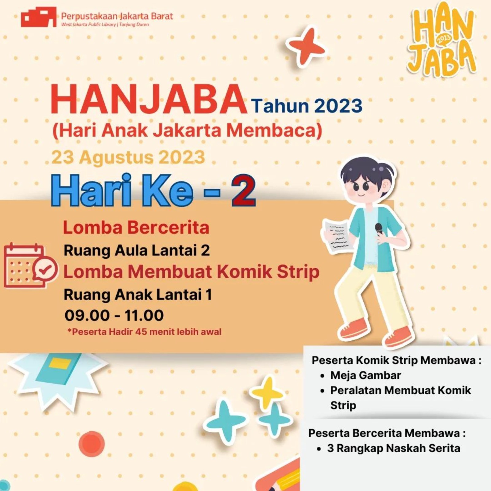 Lomba Bercerita & Lomba Membuat Komik Strip Hari Anak Jakarta Membaca (HANJABA) Jakarta Barat