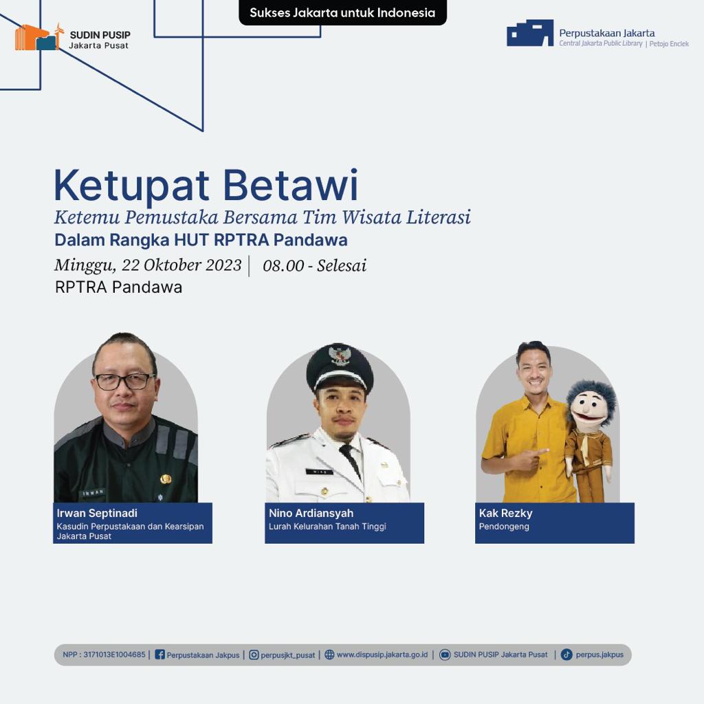 Ketupat Betawi Ketemu Pemustaka Bersama Tim Literasi Dalam Rangka HUT RPTRA Pandawa