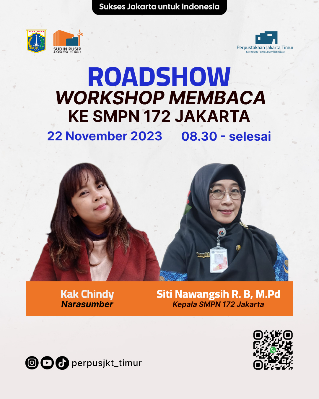 Roadshow Workshop Membaca Di SMP Negeri 172 Jakarta