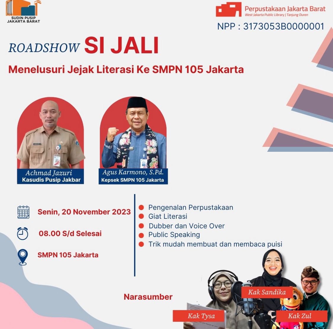 Roadshow Si Jali Di SMPN 105 Jakarta