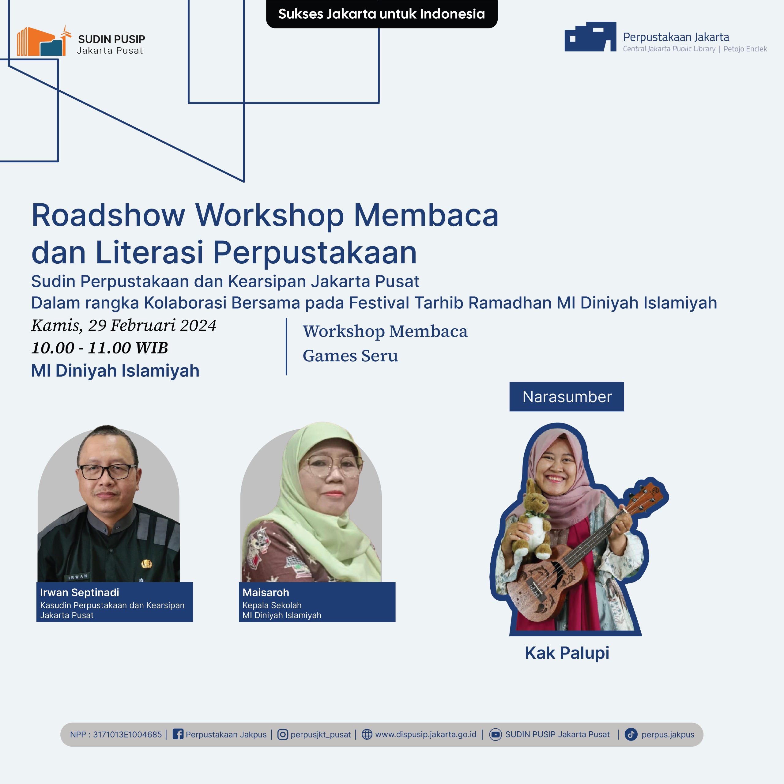 Roadshow Workshop Membaca Dan Literasi Perpustakaan Di MI Diniyah Islamiyah
