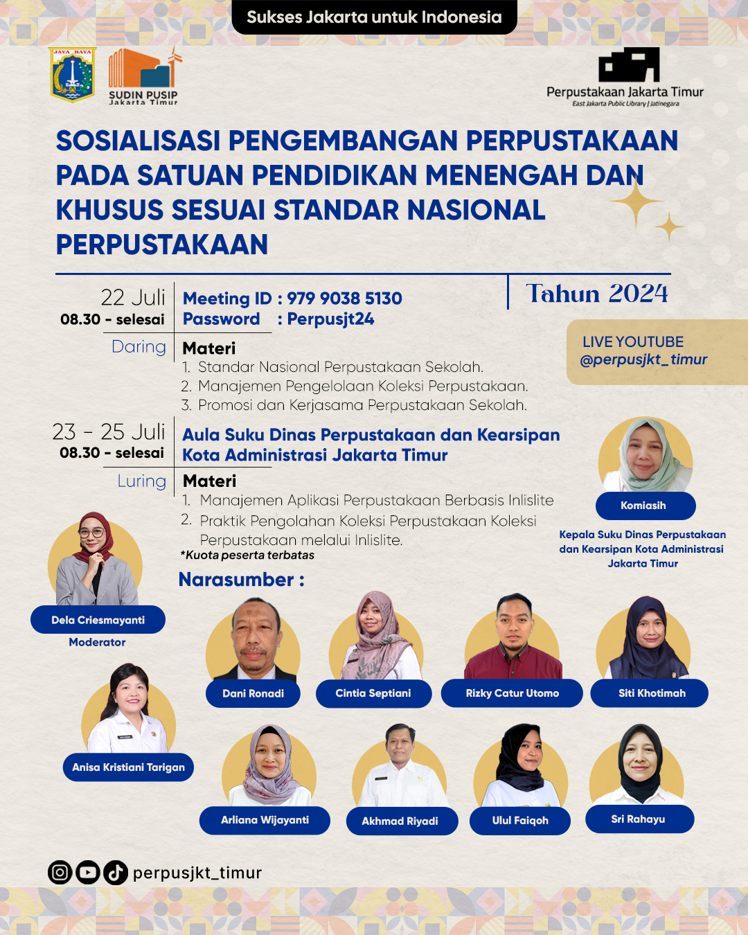 Sosialisasi Pengembangan Perpustakaan Pada Satuan Pendidikan Menengah Dan Khusus Sesuai Dengan Standar Nasional Perpustakaan Kota Administrasi Jakarta Timur