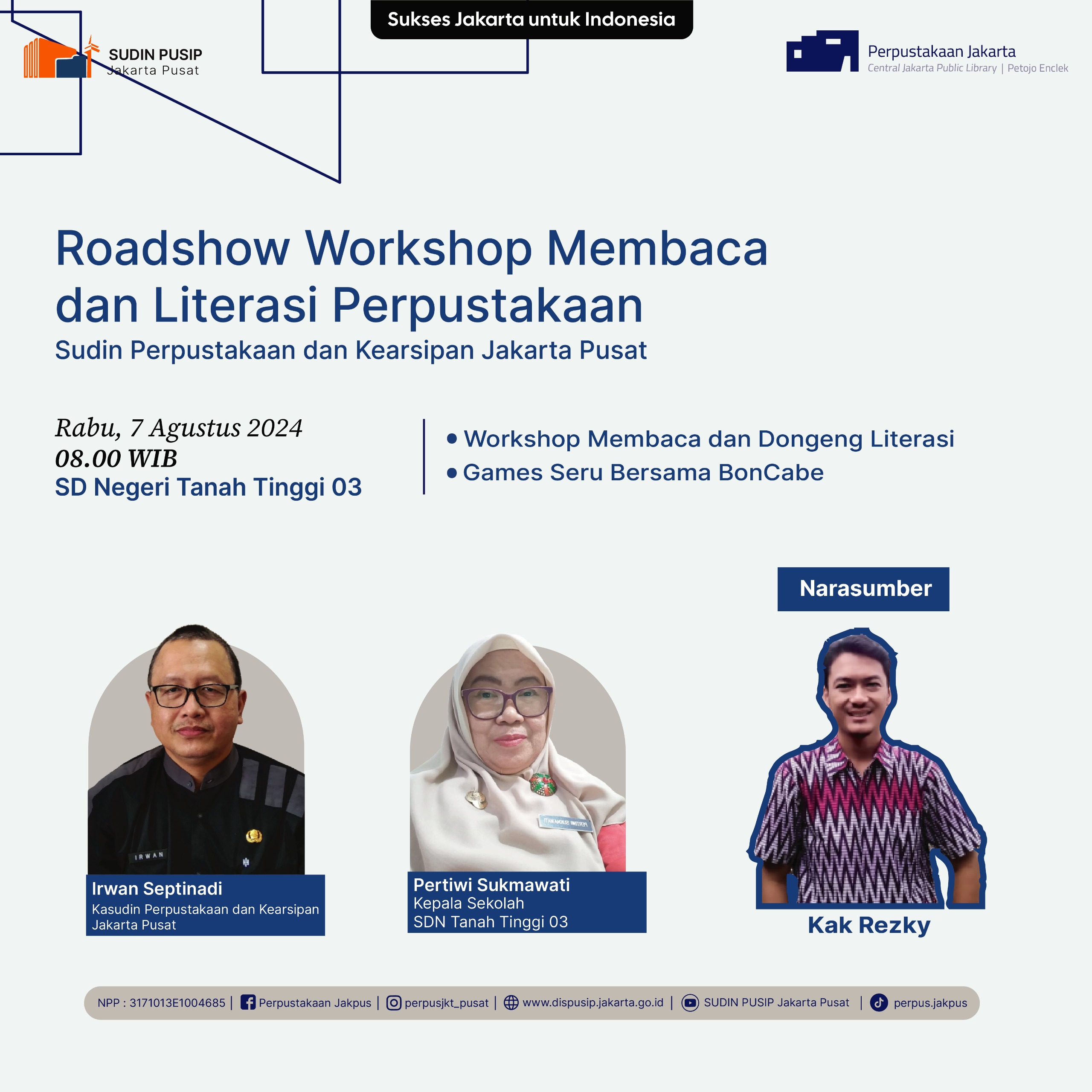 Roadshow Workshop Membaca Dan Literasi Perpustakaan Di SD Negeri Tanah Tinggi 03