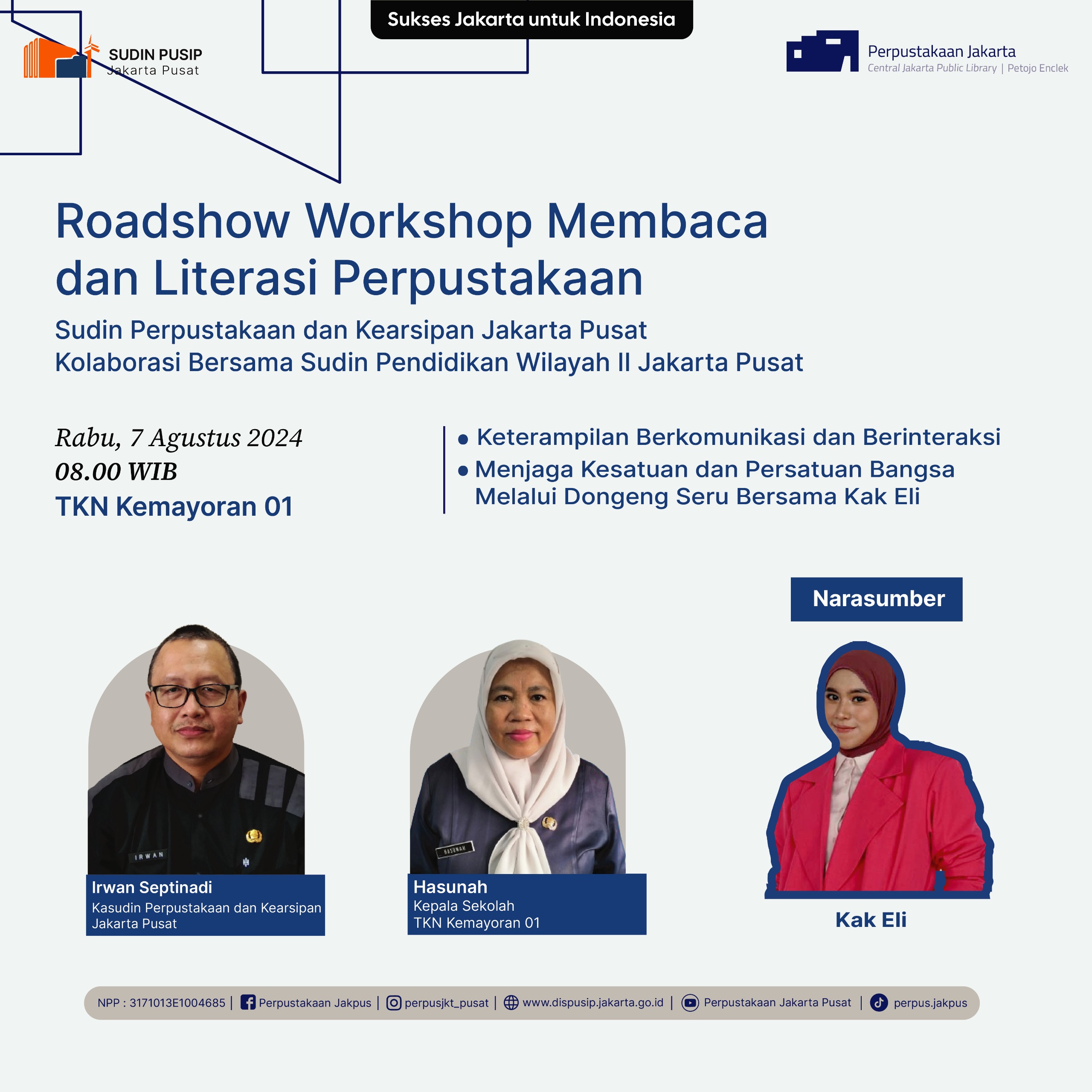 Roadshow Workshop Membaca Dan Literasi Perpustakaan Di TKN Kemayoran 01