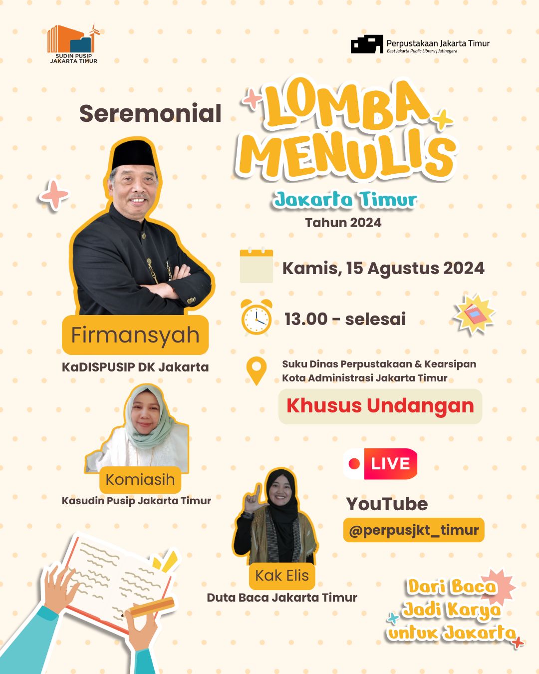 Seremonial Lomba Menulis Tingkat Kota Administrasi Jakarta Timur Tahun 2024