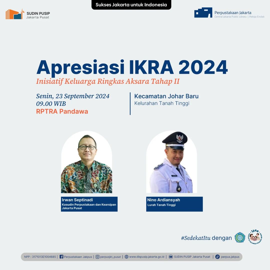 Apresiasi IKRA 2024 Di Kecamatan Johar Baru Kelurahan Tanah Tinggi