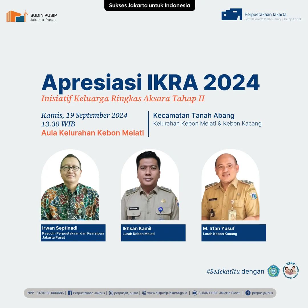 Apresiasi IKRA 2024 Di Kecamatan Tanah Abang Kelurahan Kebon Melati & Kebon Kacang