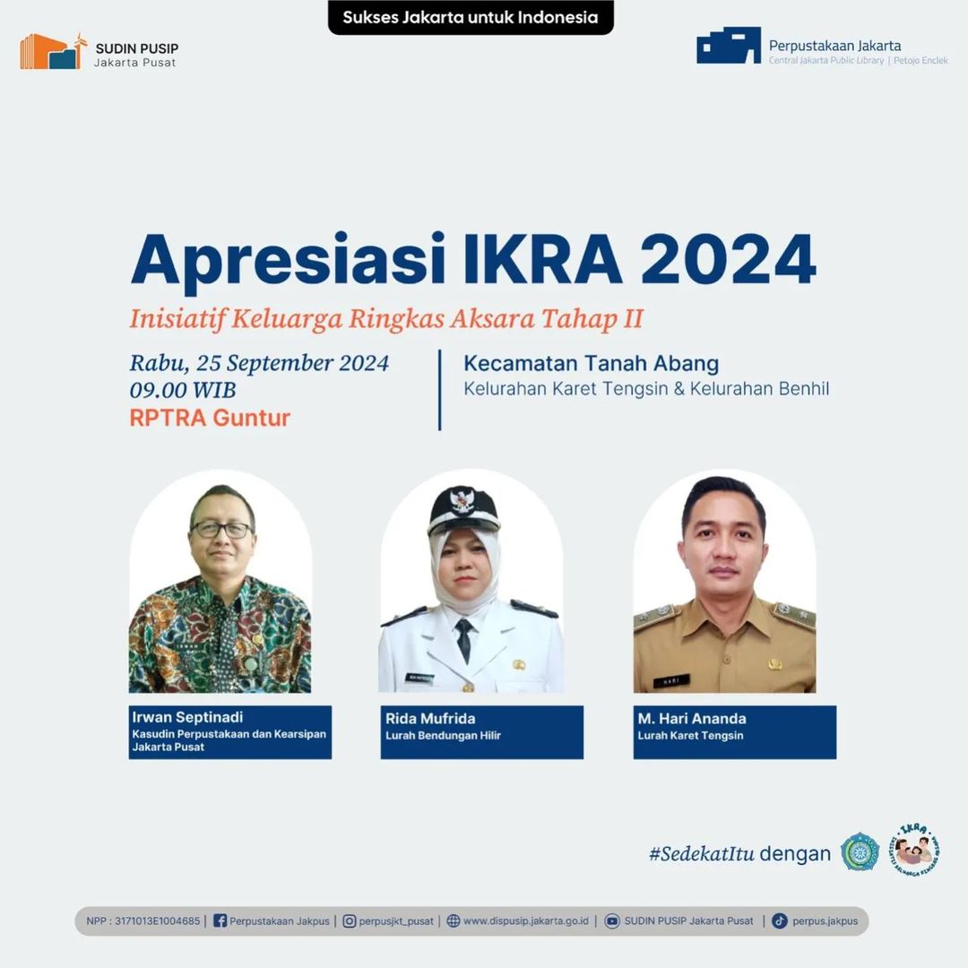 Apresiasi IKRA 2024 Di Kecamatan Tanah Abang Kelurahan Karet Tengsin & Kelurahan Benhil