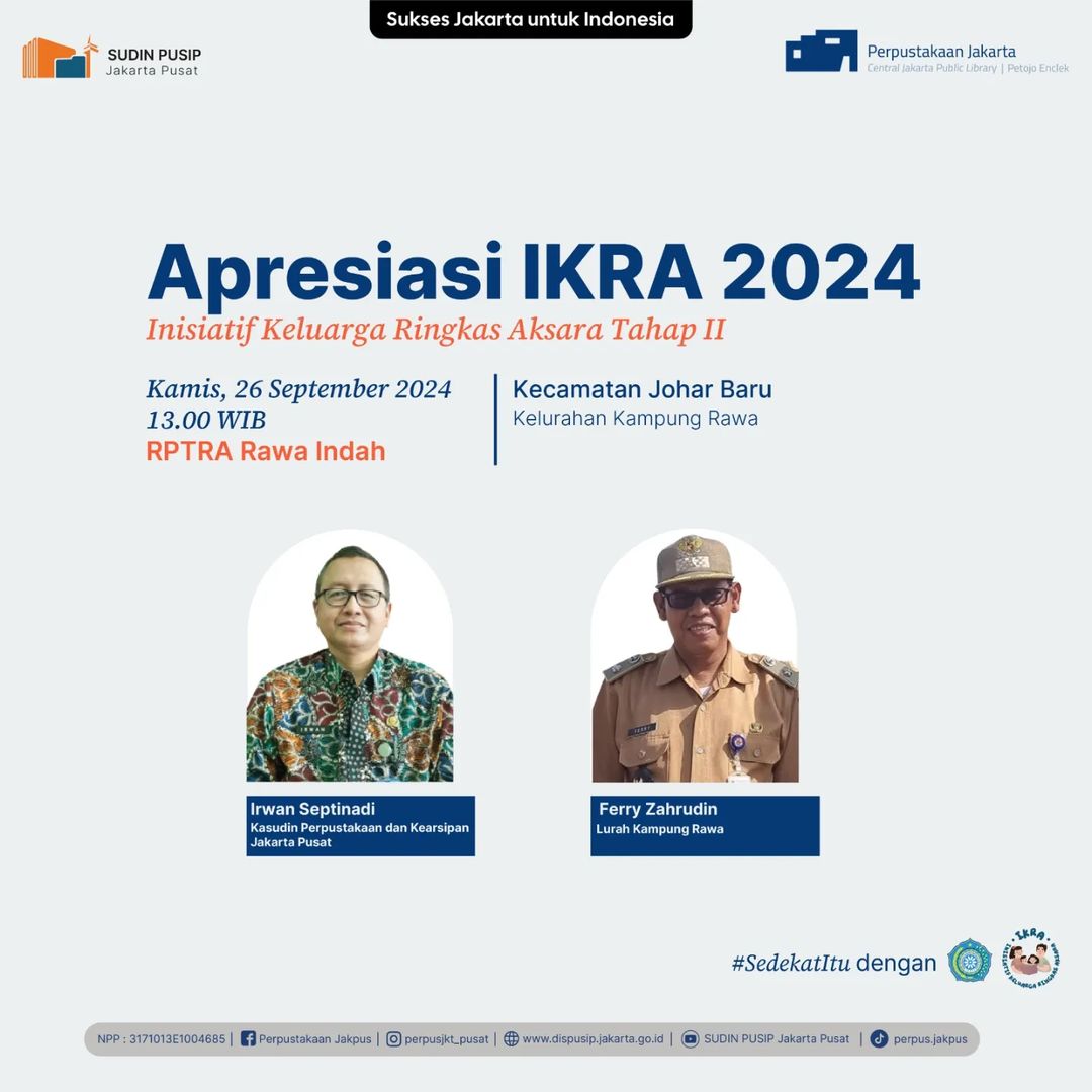 Apresiasi IKRA 2024 Di Kecamatan Johar Baru Kelurahan Kampung Rawa