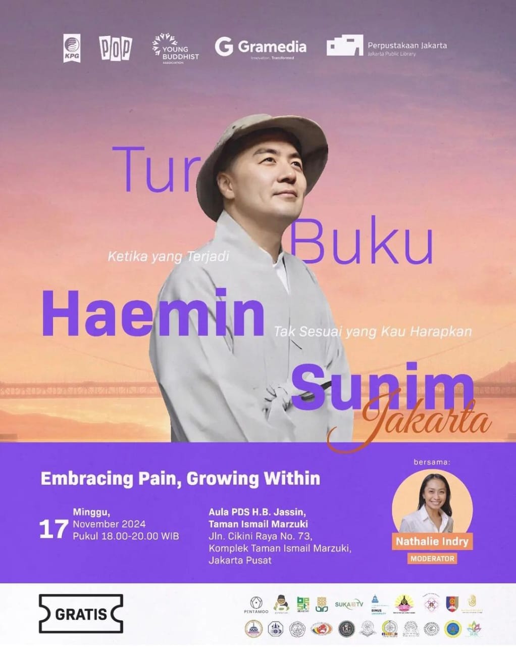 Tur Buku Haemin Sunim Jakarta "Embracing Pain, Growing Within"