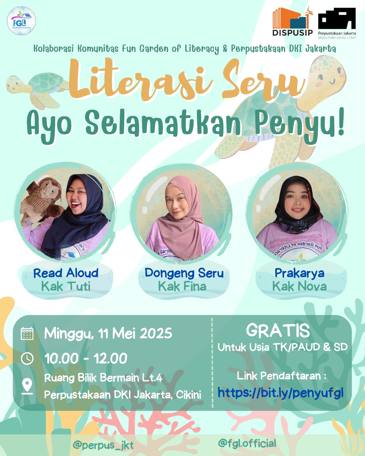 Literasi Seru : Ayo Selamatkan Penyu (Dongeng Bersama FGL)