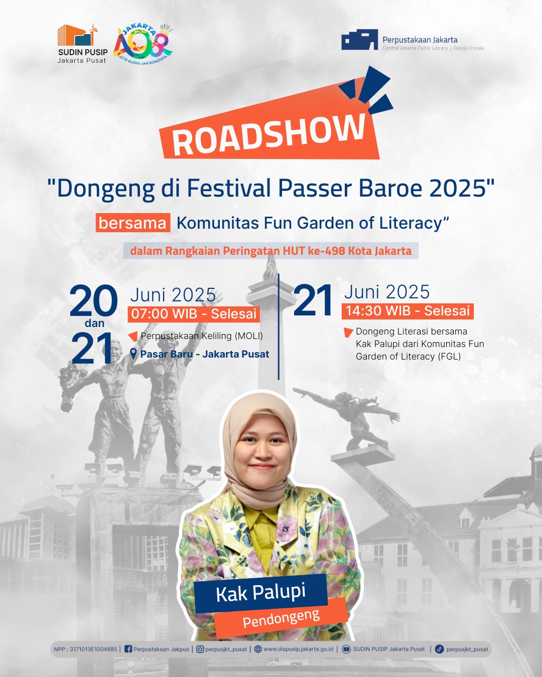 Roadshow "Dongeng Di Festival Passer Baroe 2025" Bersama Komunitas Fun Garden Of Literacy Di Pasar Baru - Jakarta Pusat