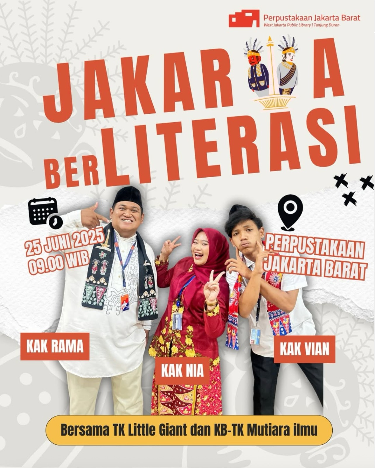 "Jakarta Berliterasi"  Wisata Literasi Bersama TK Little Giant Dan KB TK Mutiara Ilmu