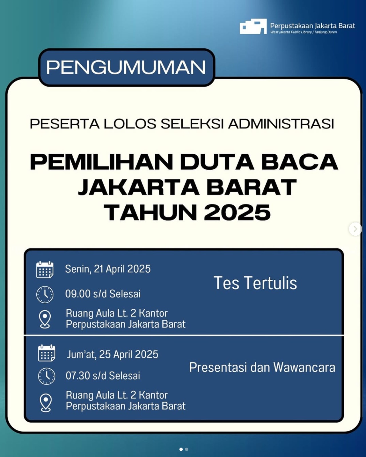 Pemilihat Duta Baca Jakarta Barat