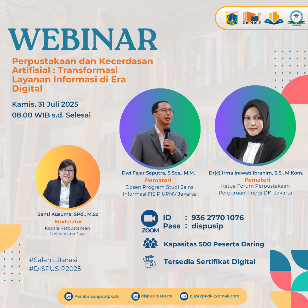 Webinar Perpustakaan Dan Kecerdasan Artifisial: Transformasi Layanan Informasi Di Era Digital