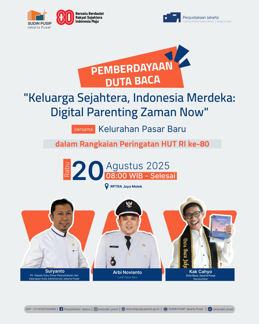 Pemberdayaan Duta Baca Jakarta Pusat Di RPTRA Jaya Molek