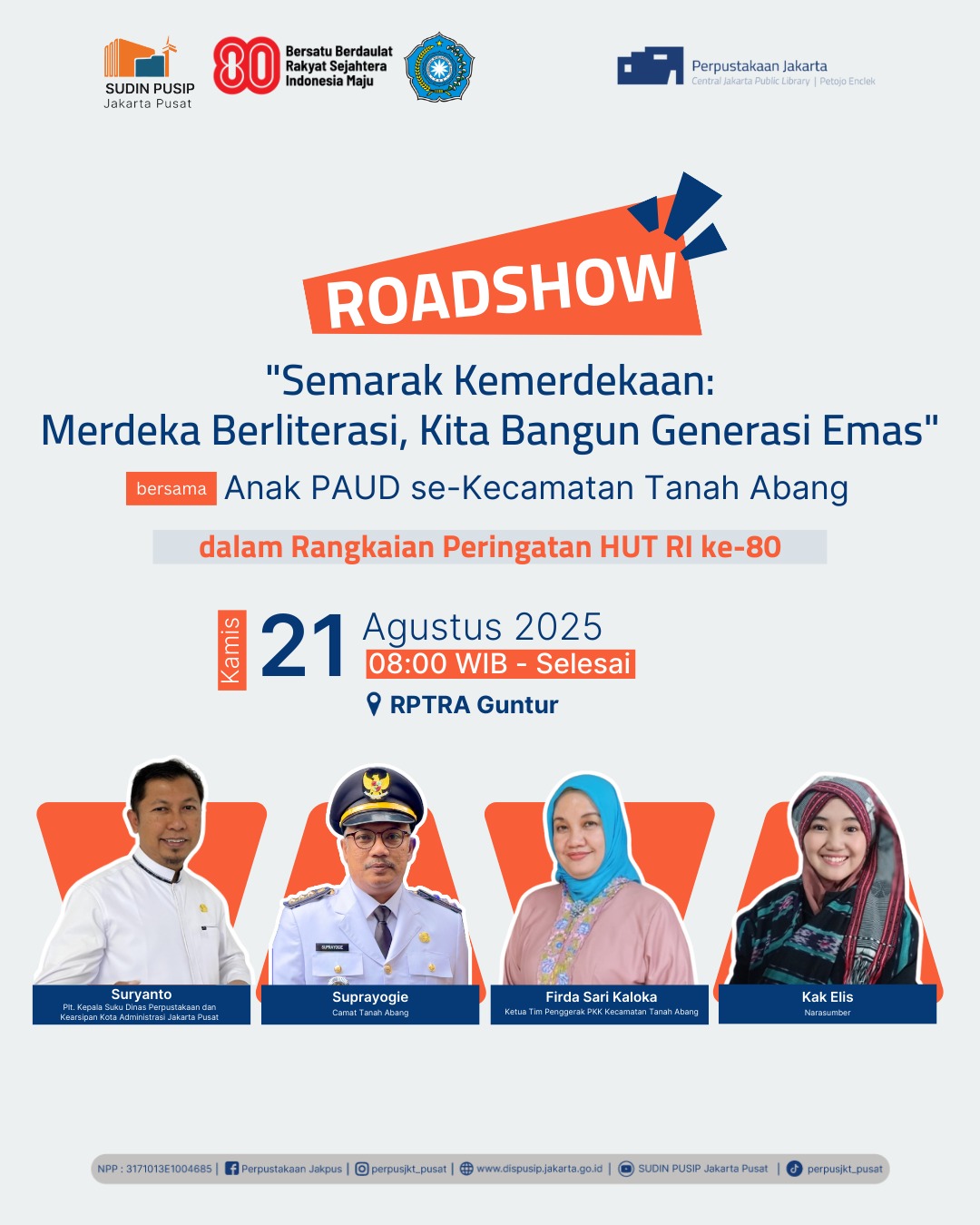 Roadshow Workshop Membaca Dan Literasi Perpustakaan Di RPTRA Guntur