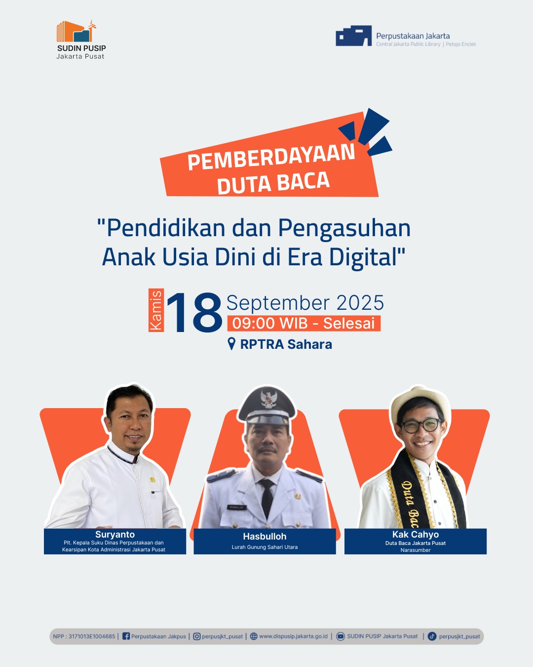 Pemberdayaan Duta Baca Jakarta Pusat Di RPTRA Sahara