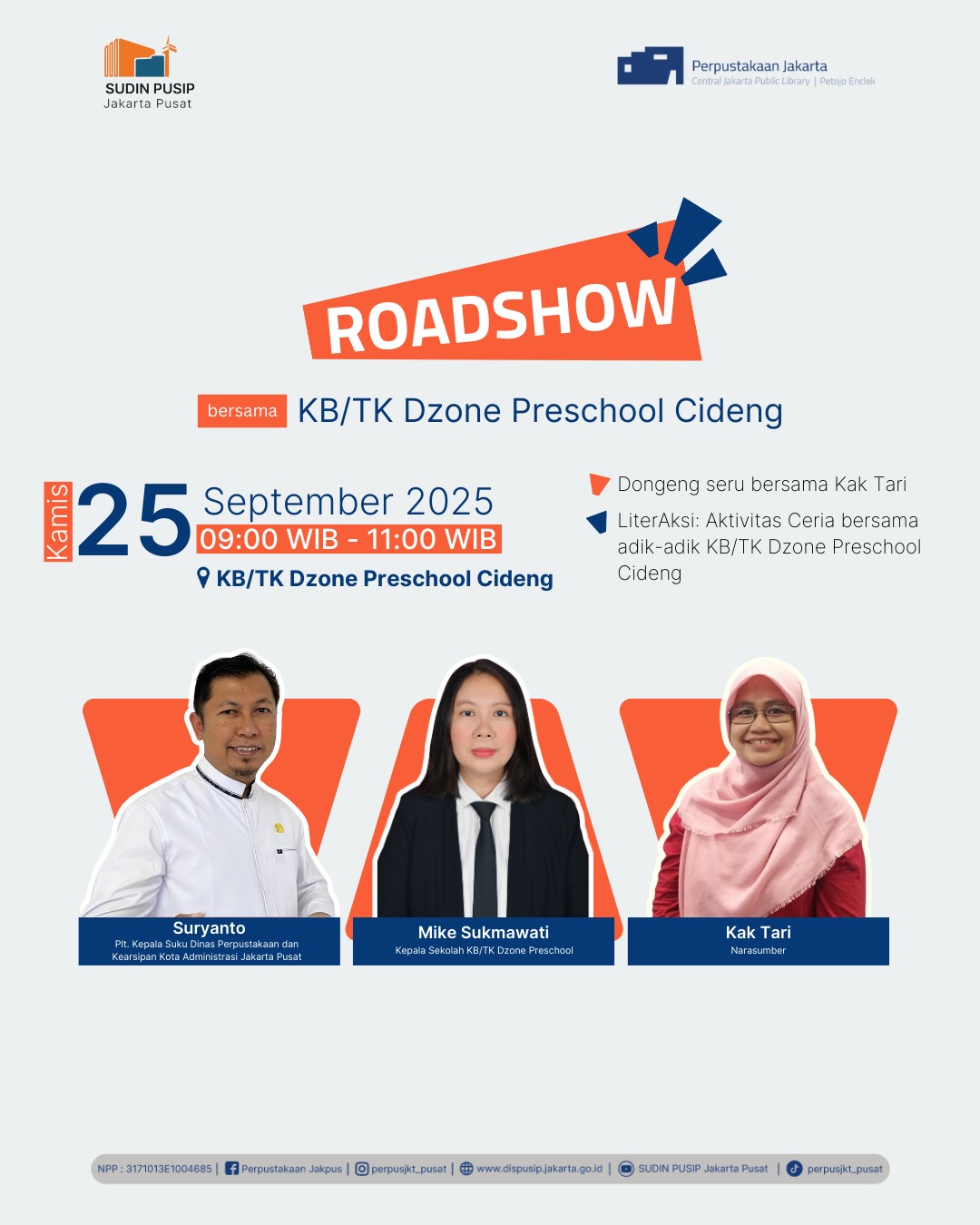 Roadshow Workshop Membaca Dan Literasi Perpustakaan Di KB/TK Dzone Preschool Cideng