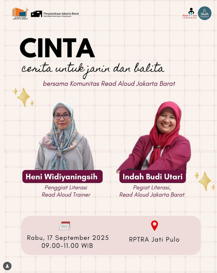 CINTA "Cerita Untuk Janin Dan Balita" Bersama Komunitas Read ALoud Jakarta Barat Di RPTRA Jati Pulo