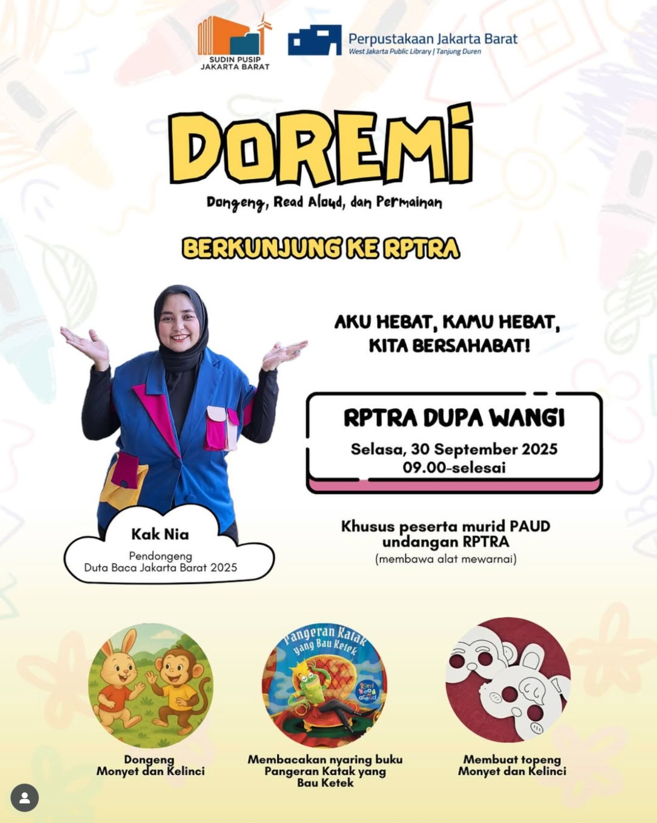 Pemberdayaan Duta Baca Jakarta Barat Tahun 2025 "DOREMI - Dongeng, Read Aloud Dan Permainan