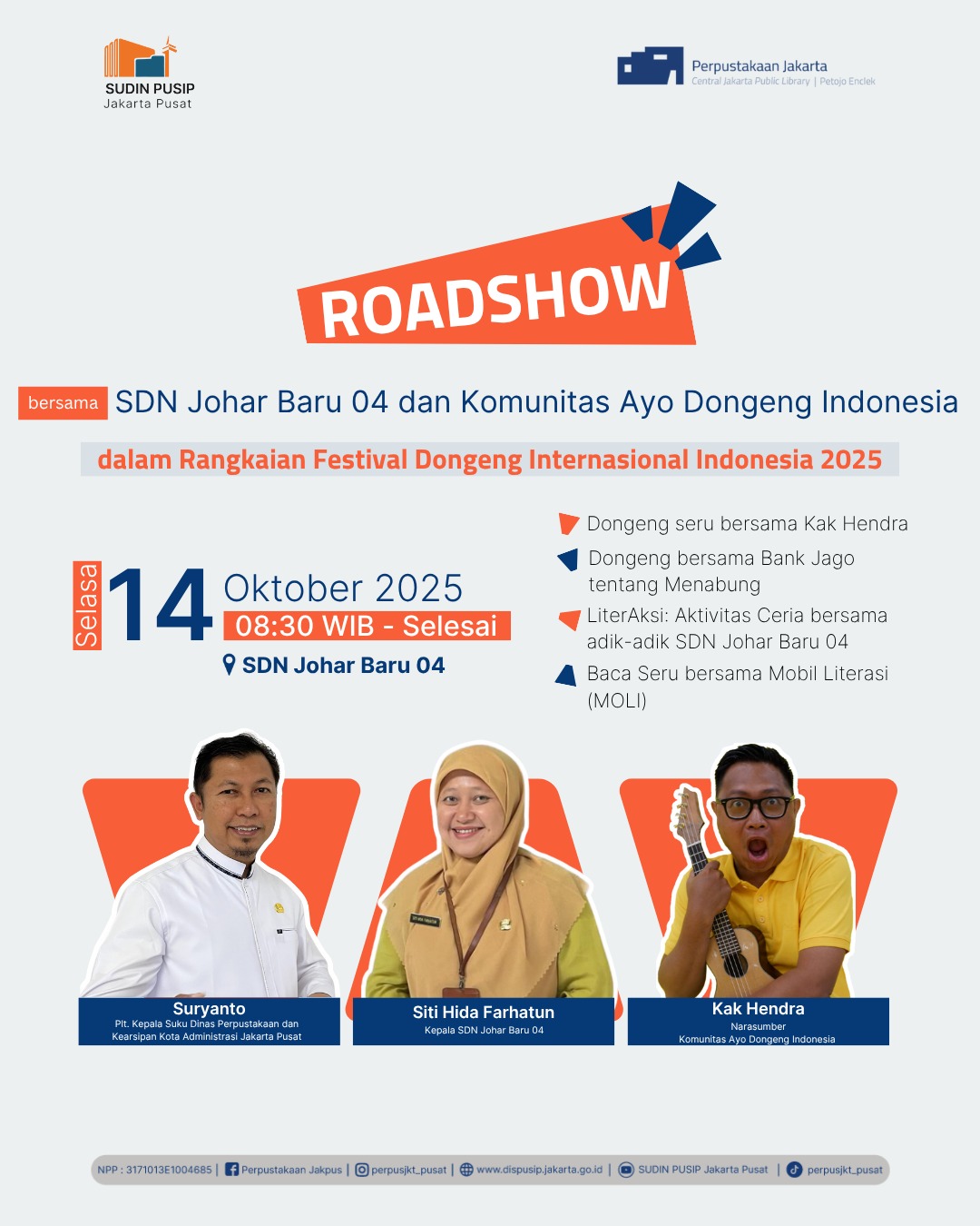 Roadshow Workshop Membaca Dan Literasi Perpustakaan Di SDN Johar Baru 04