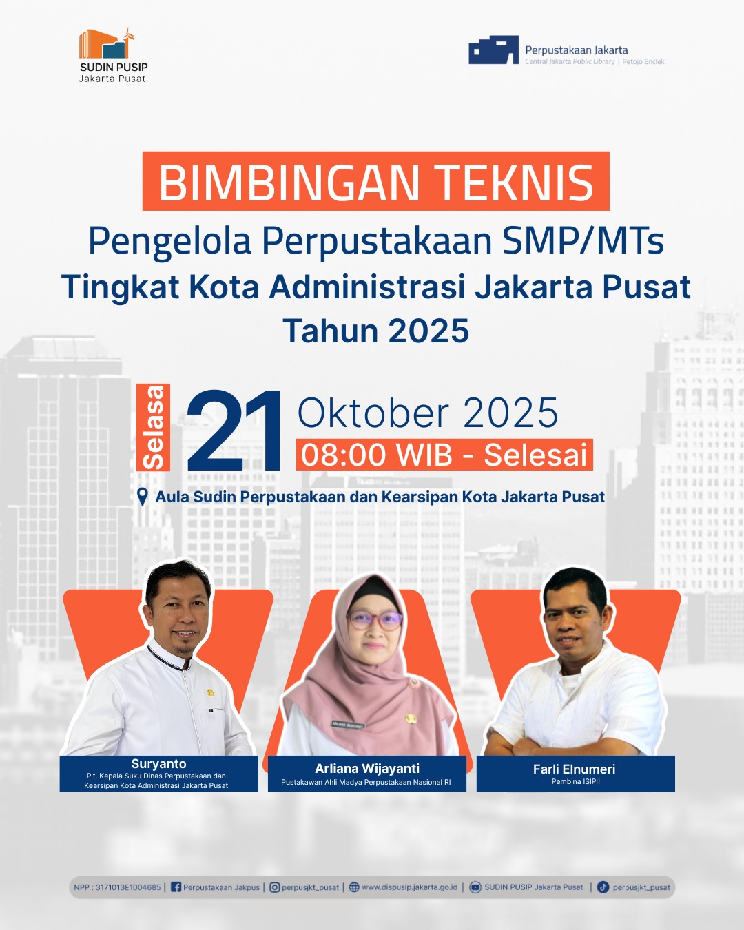 Bimbingan Teknis Pengelola Perpustakaan SMP/MTs Tingkat Kota Administrasi Kota Jakarta Pusat Tahun 2025