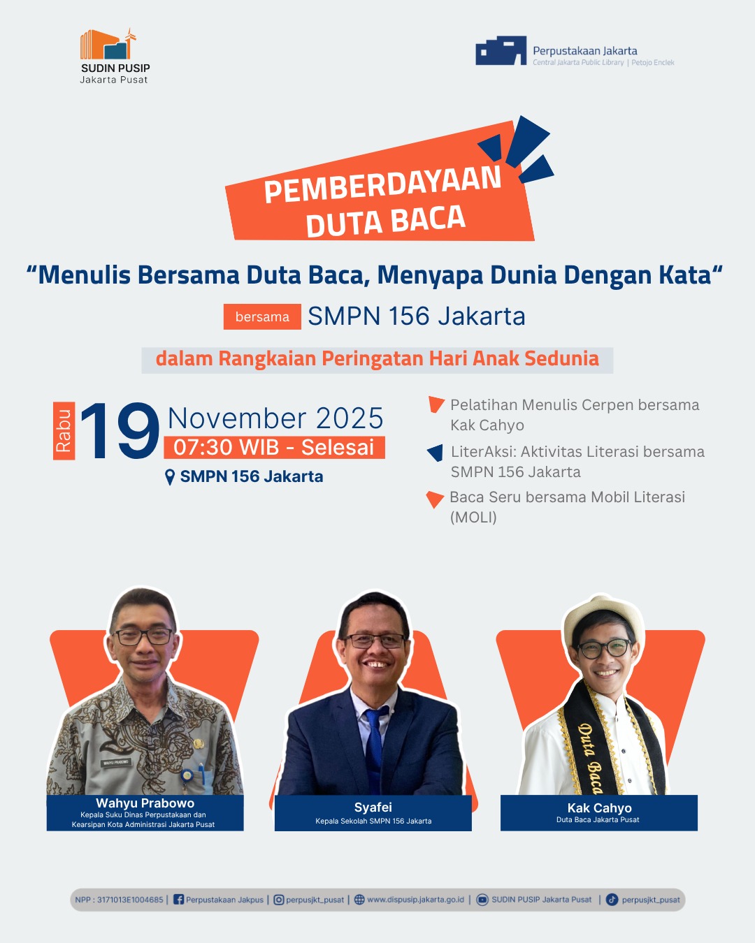 Pemberdayaan Duta Baca Jakarta Pusat Di SMPN 156 Jakarta