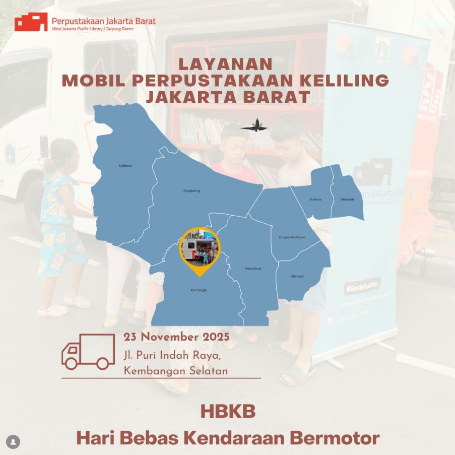 Layanan Mobil Perpustakaan Keliling Jakarta Barat Hadir Dalam Kegiatan Hari Bebas Kendaraan Bermotor (HBKB)