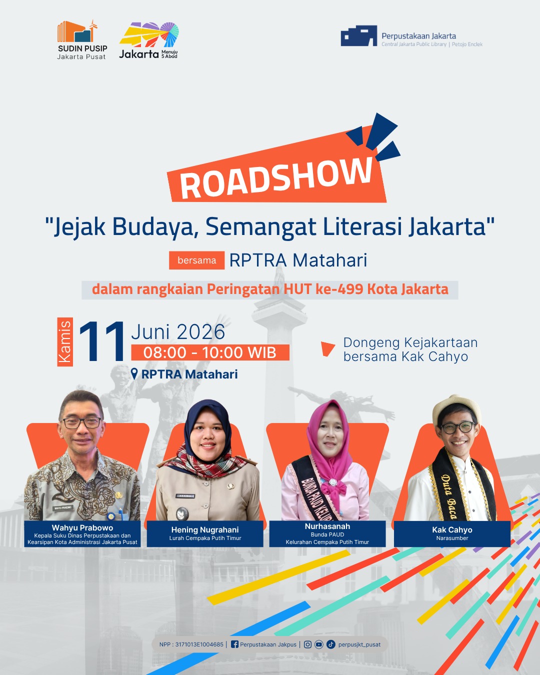 Roadshow Workshop Membaca Dan Literasi Perpustakaan Bersama RPTRA Matahari