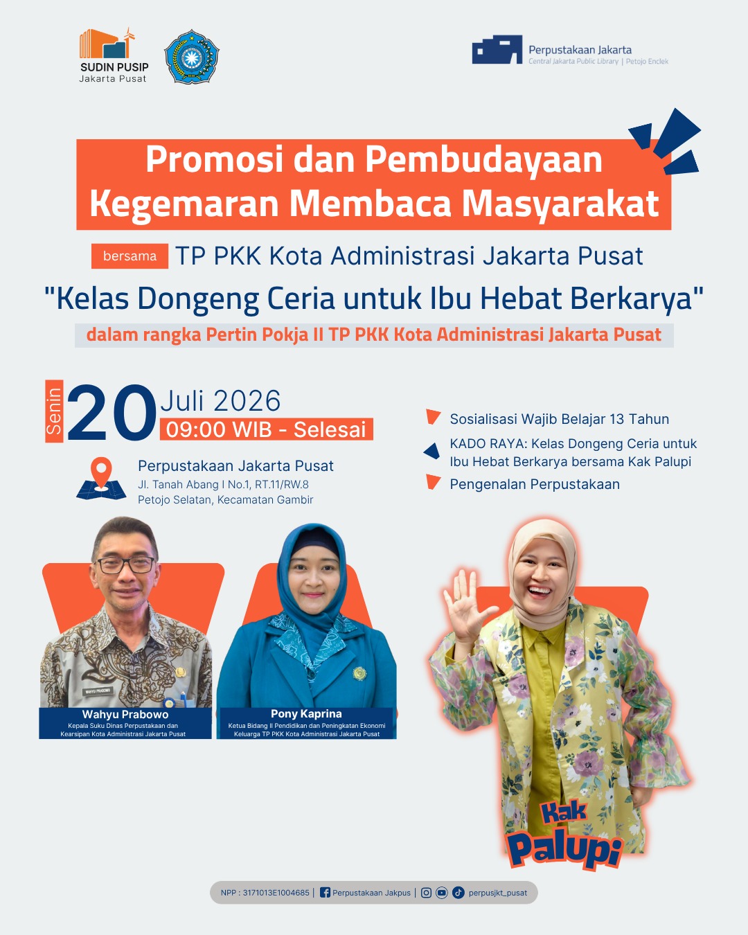Promosi Dan Pembudayaan Kegemaran Membaca Masyarakat Bersama TP PKK Kota Administrasi Jakarta Pusat