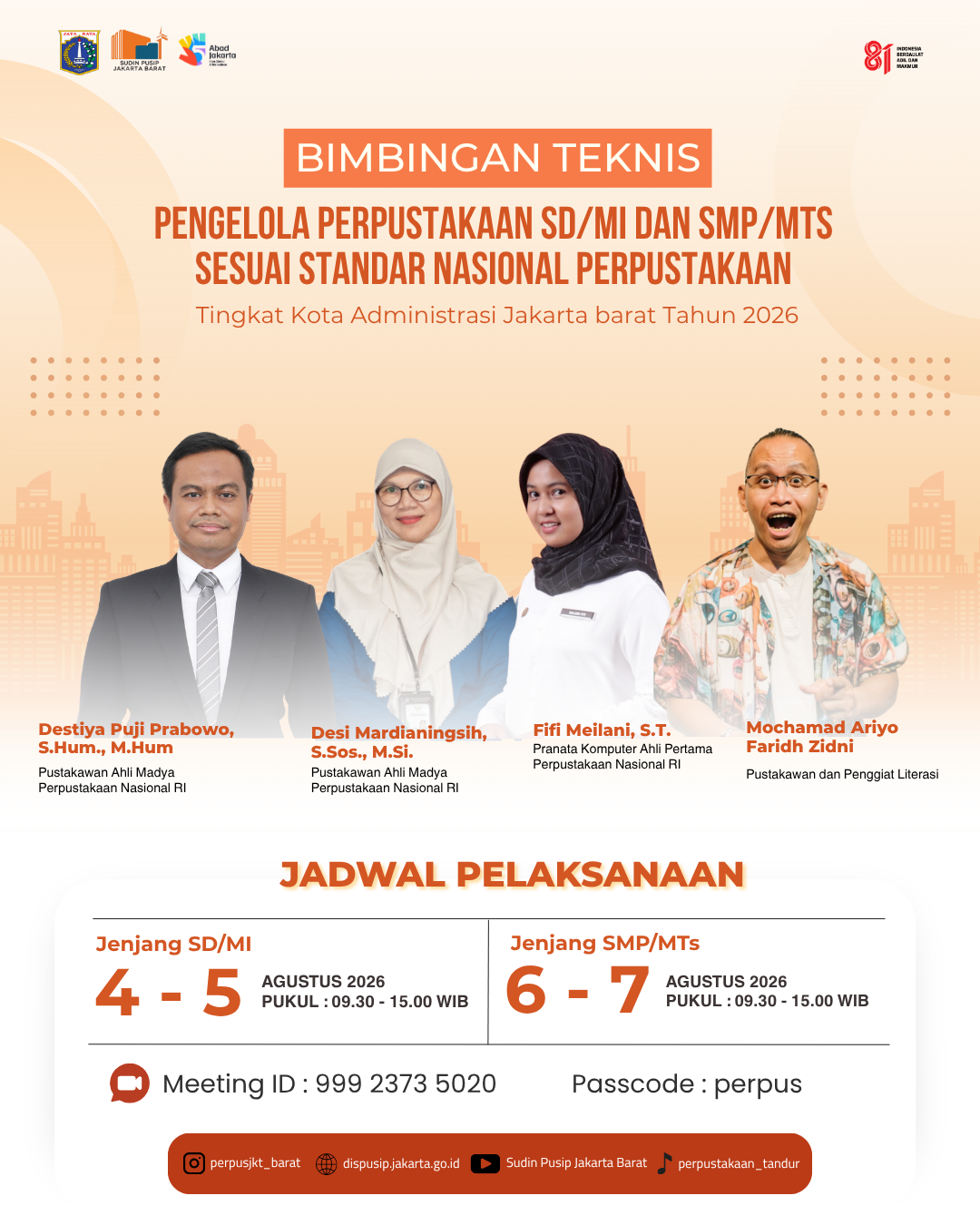 Bimbingan Teknis Pengelola Perpustakaan SD/MI Dan SMP/Mts Sesuai Standar Nasional Perpustakaan