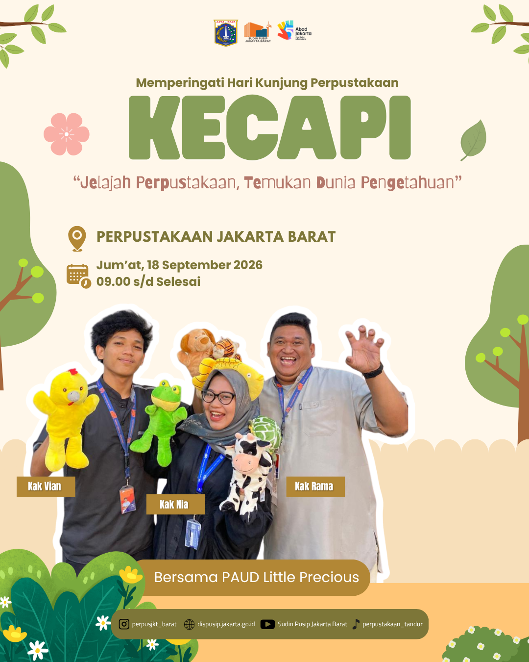 KECAPI (Kreasi, Eksplorasi Dan Cakap Berliterasi) "Jelajah Perpustakaan, Temukan Dunia Pengetahuan" Bersama PAUD Little Precious