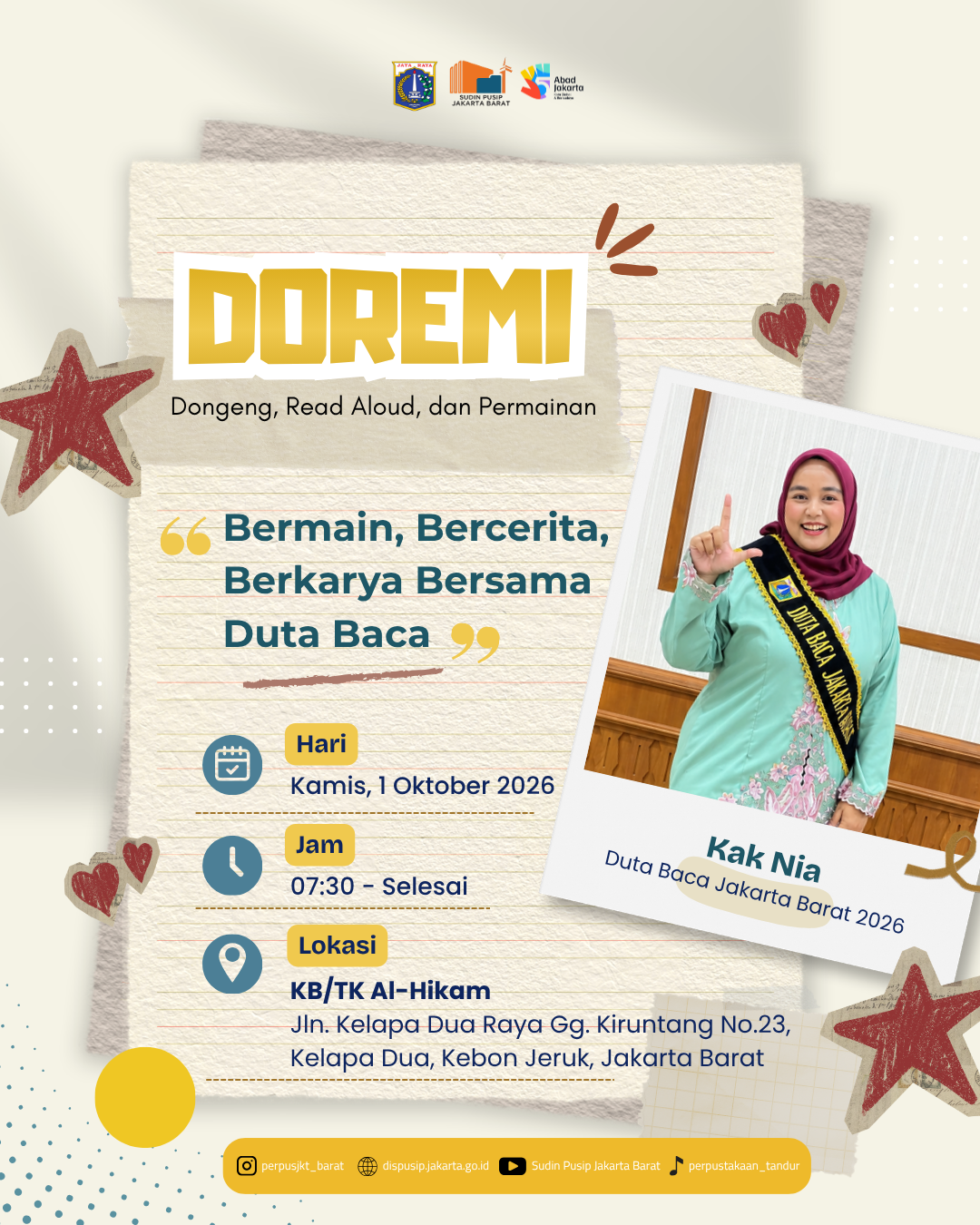 DOREMI (Dongeng, Read Aloud Dan Permainan) "Bermain, Bercerita, Berkarya Bersama Duta Baca"