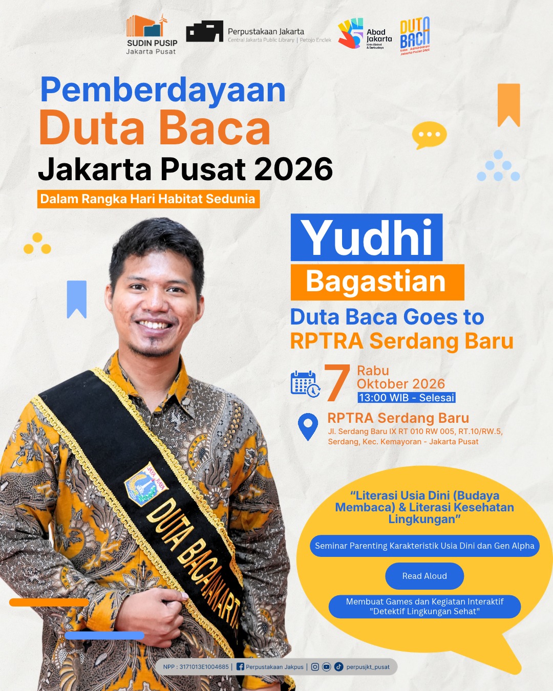Pemberdayaan Duta Baca Jakarta Pusat Di RPTRA Serdang Baru