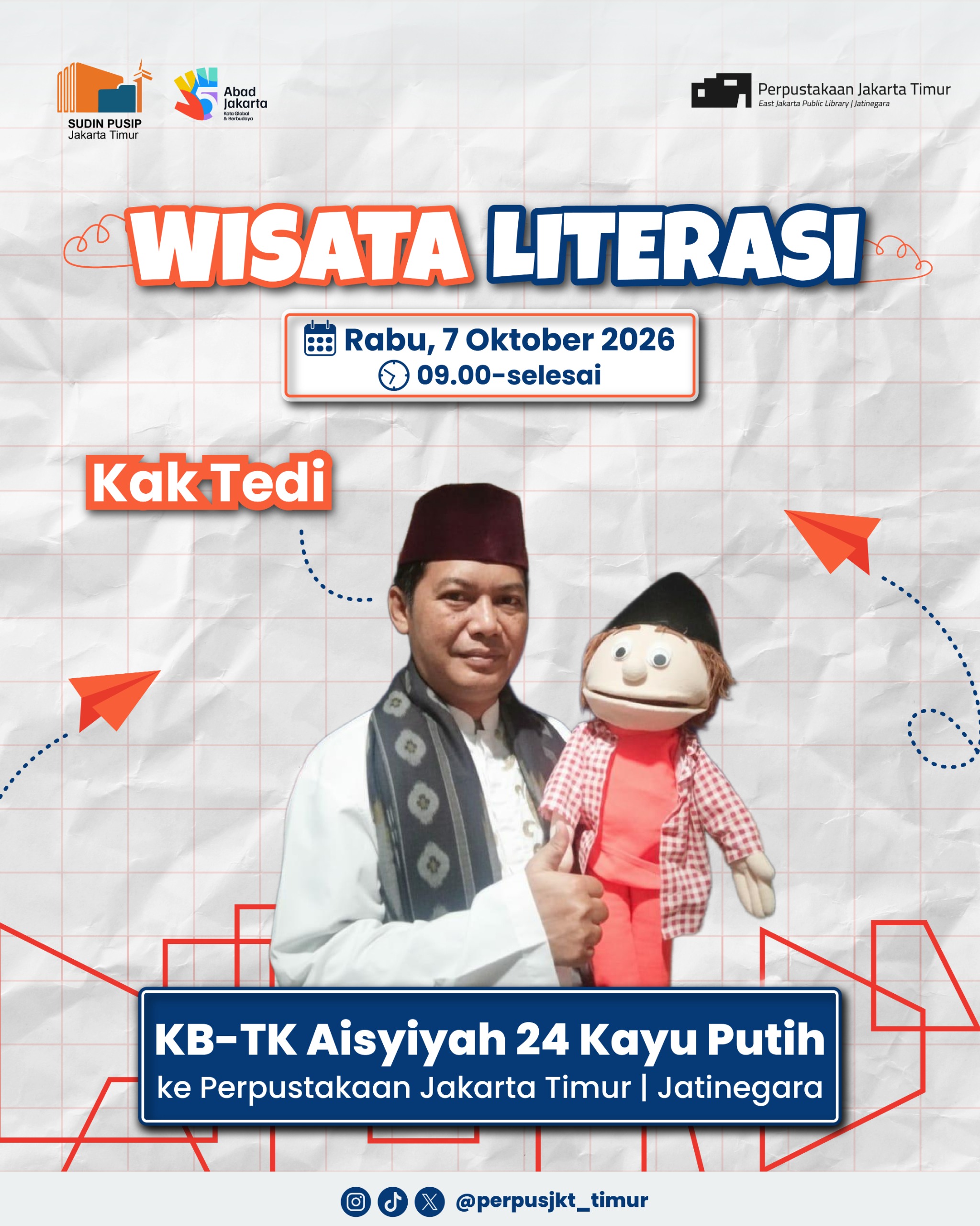 Wisata Literasi Ke Perpustakaan Jakarta Timur Bersama KB-TK Aisyiyah 24 Kayu Putih